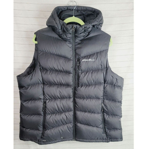 EDDIE BAUER 800 GOOSE DOWN FILLED VEST IN BLACK, SZ 2XL - Picture 1 of 15